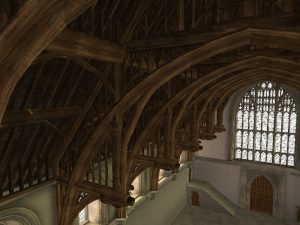 model of the Westminster Hall roof from 1400, created by the Virtual Experience Company