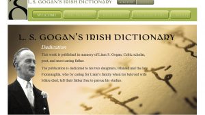 Screenshot of the homepage of the digitised version of Liam S Gogan’s Irish-English Dictionary